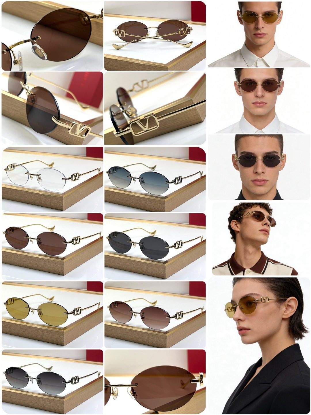 Valentino VLogo Metal Oval Sunglasses