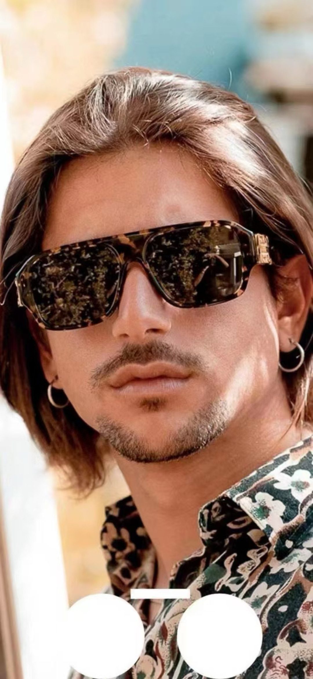 Black Square Sunglasses with Silver Hardware
