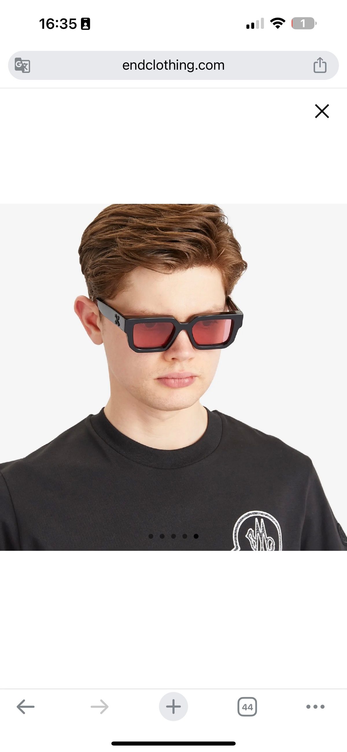 Off-White Pink Tinted Rectangular Sunglasses