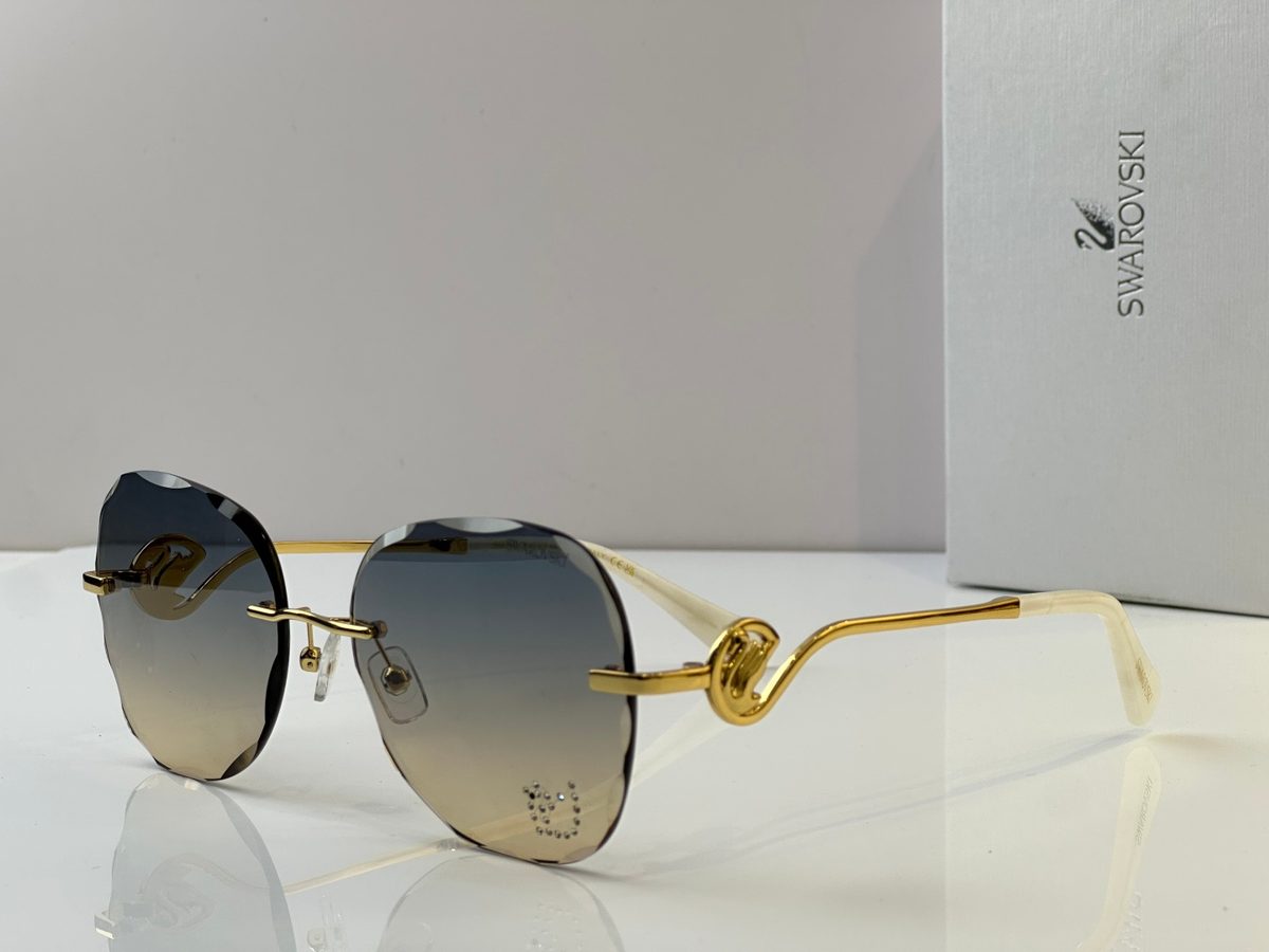 Swarovski Gold-Plated Rimless Sunglasses