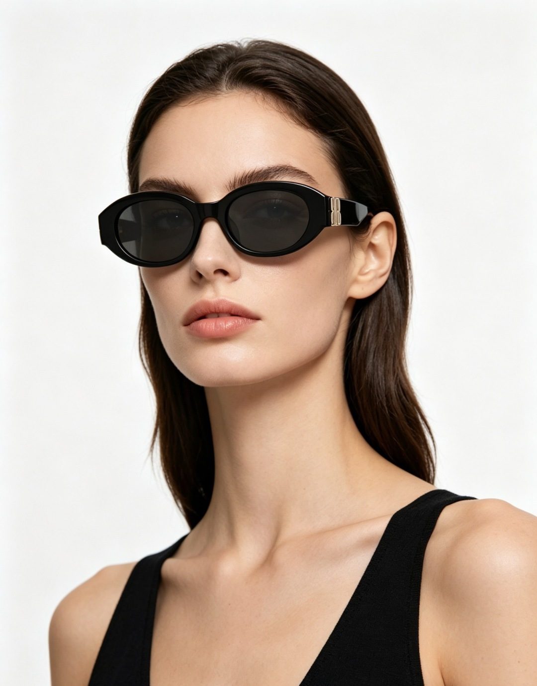 Balenciaga BB Oval Black Sunglasses