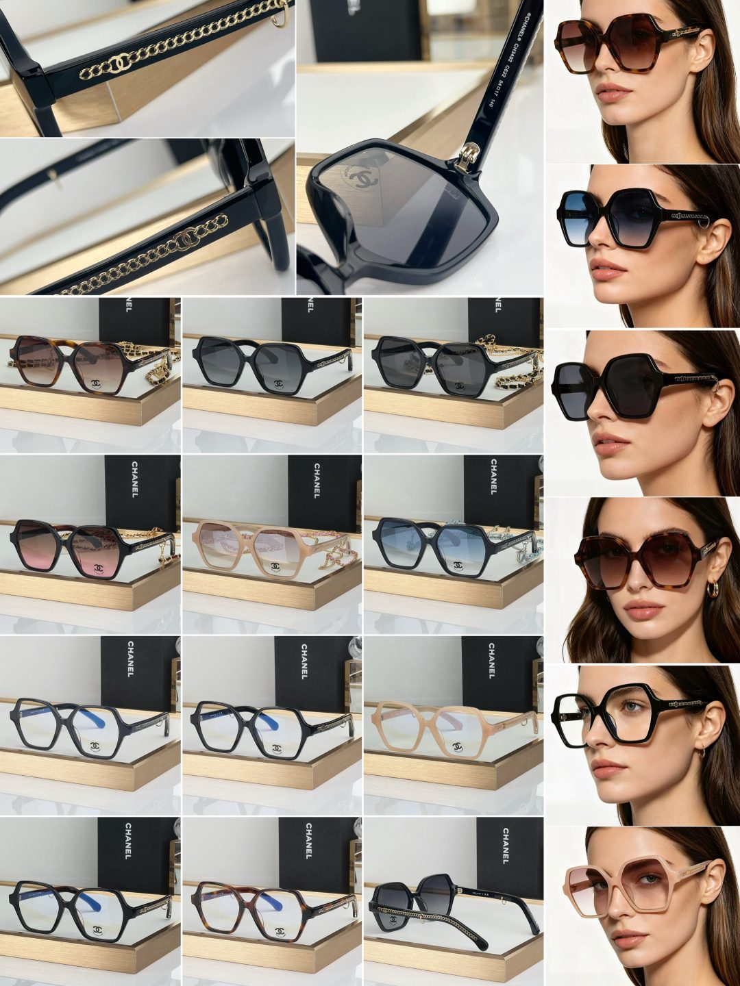 Chanel Hexagonal Chain-Link Sunglasses