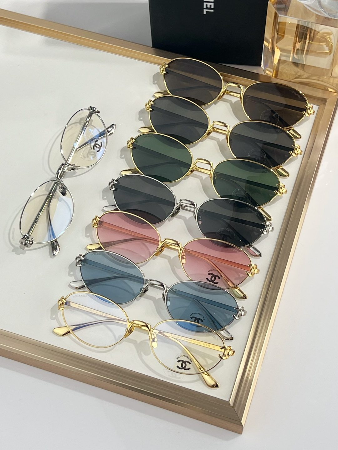 Chanel Round Metal Sunglasses Collection Display