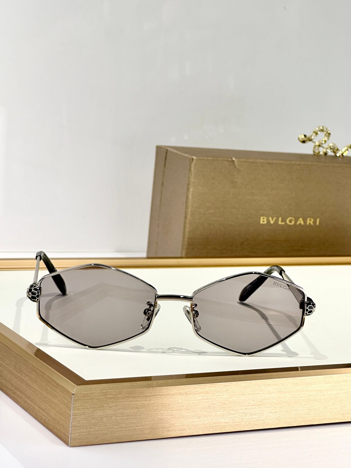 Bvlgari Serpenti Metal Octagonal Sunglasses