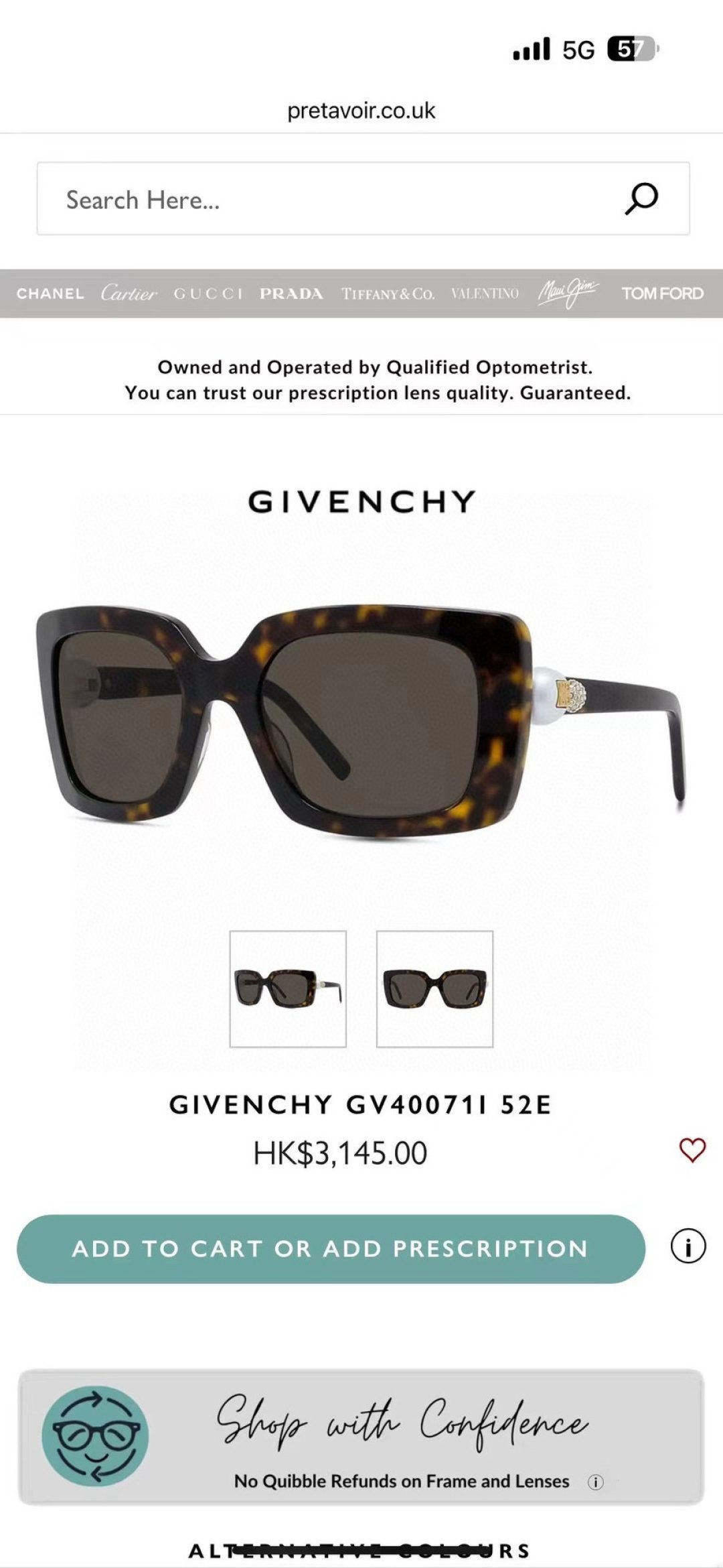 Givenchy GV40071F Black Square Sunglasses