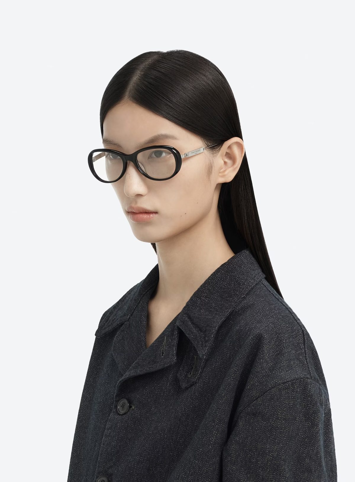 Maison Margiela Black Oval Frame Optical Glasses
