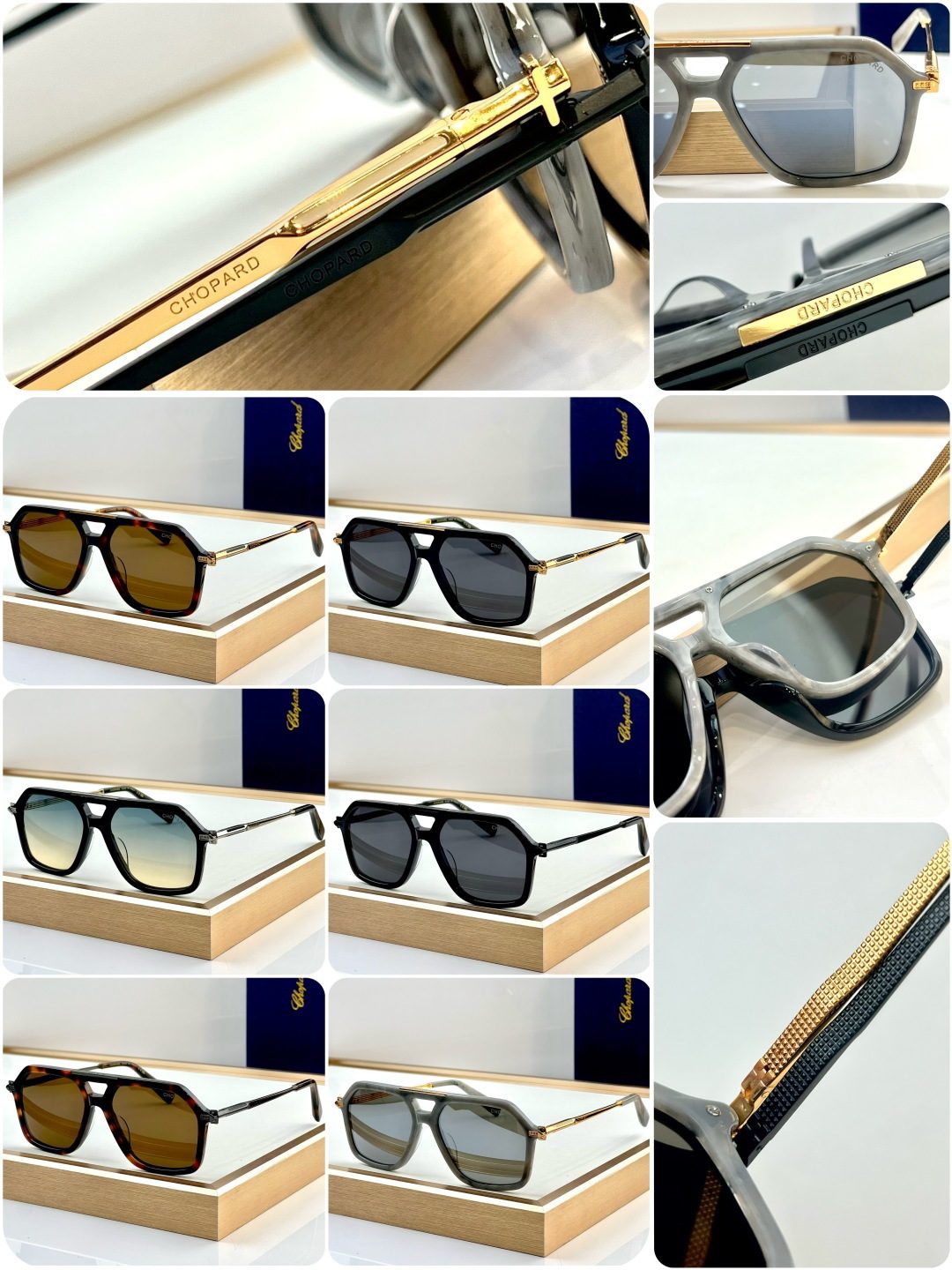 Chopard Gold-Trimmed Aviator Sunglasses