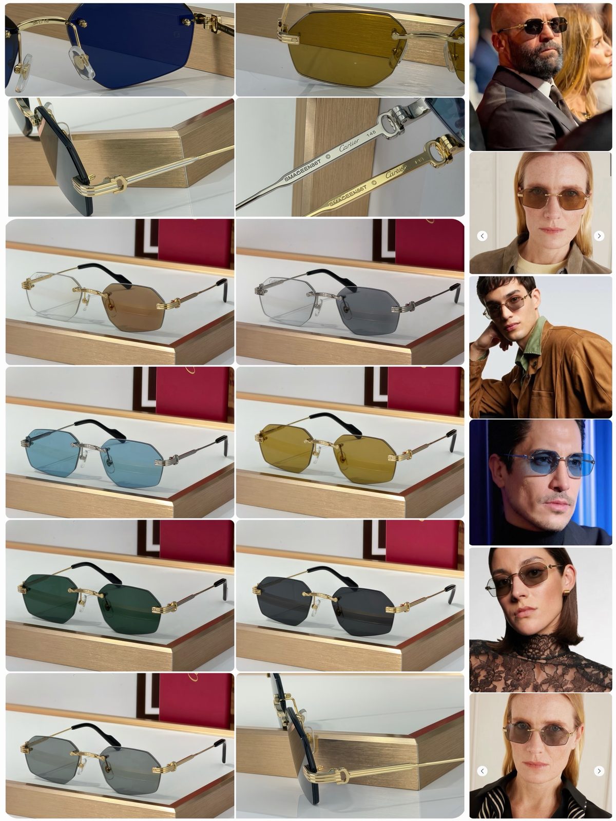 Cartier Rimless Gold Hexagonal Sunglasses