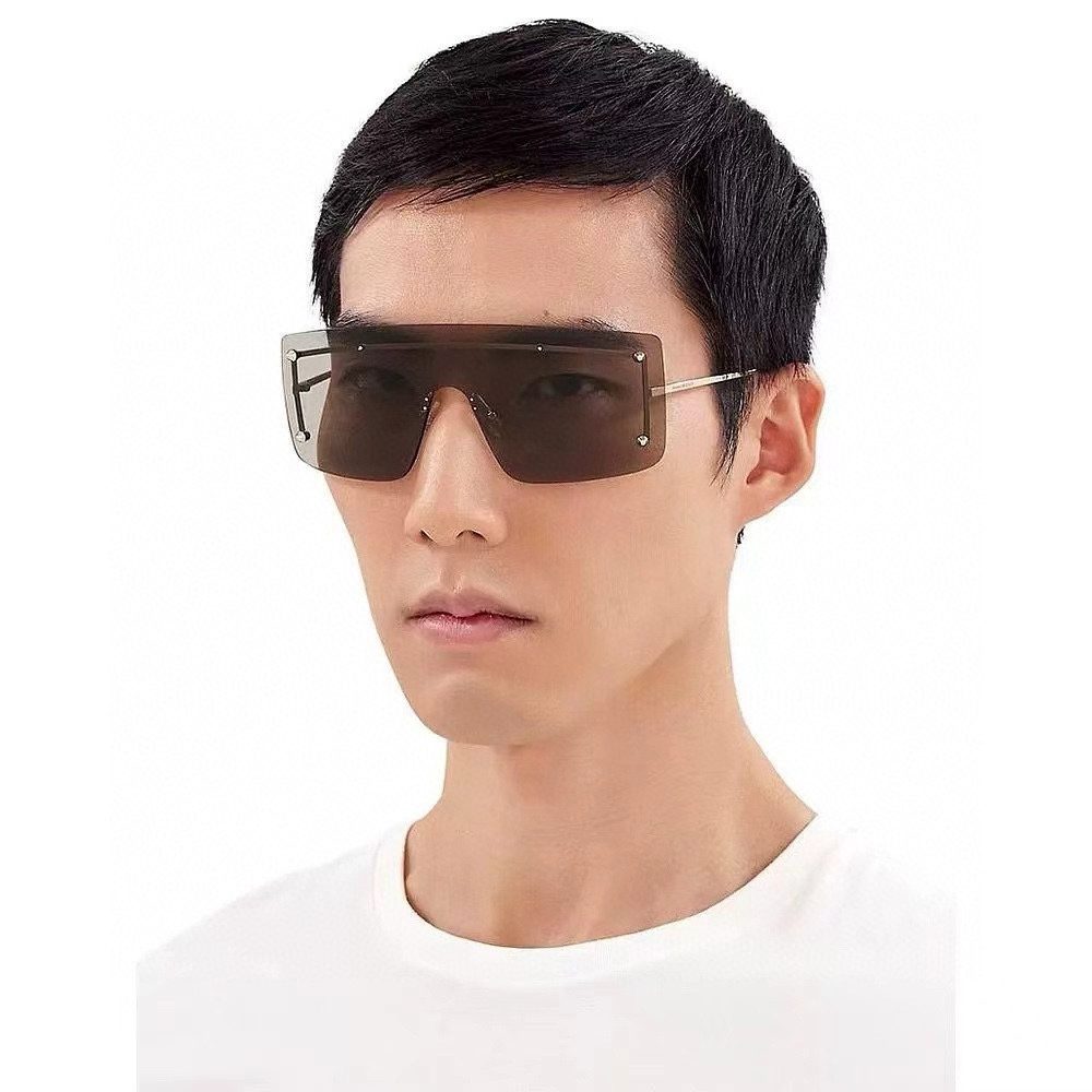 Designer Shield Sunglasses with Metal Accents