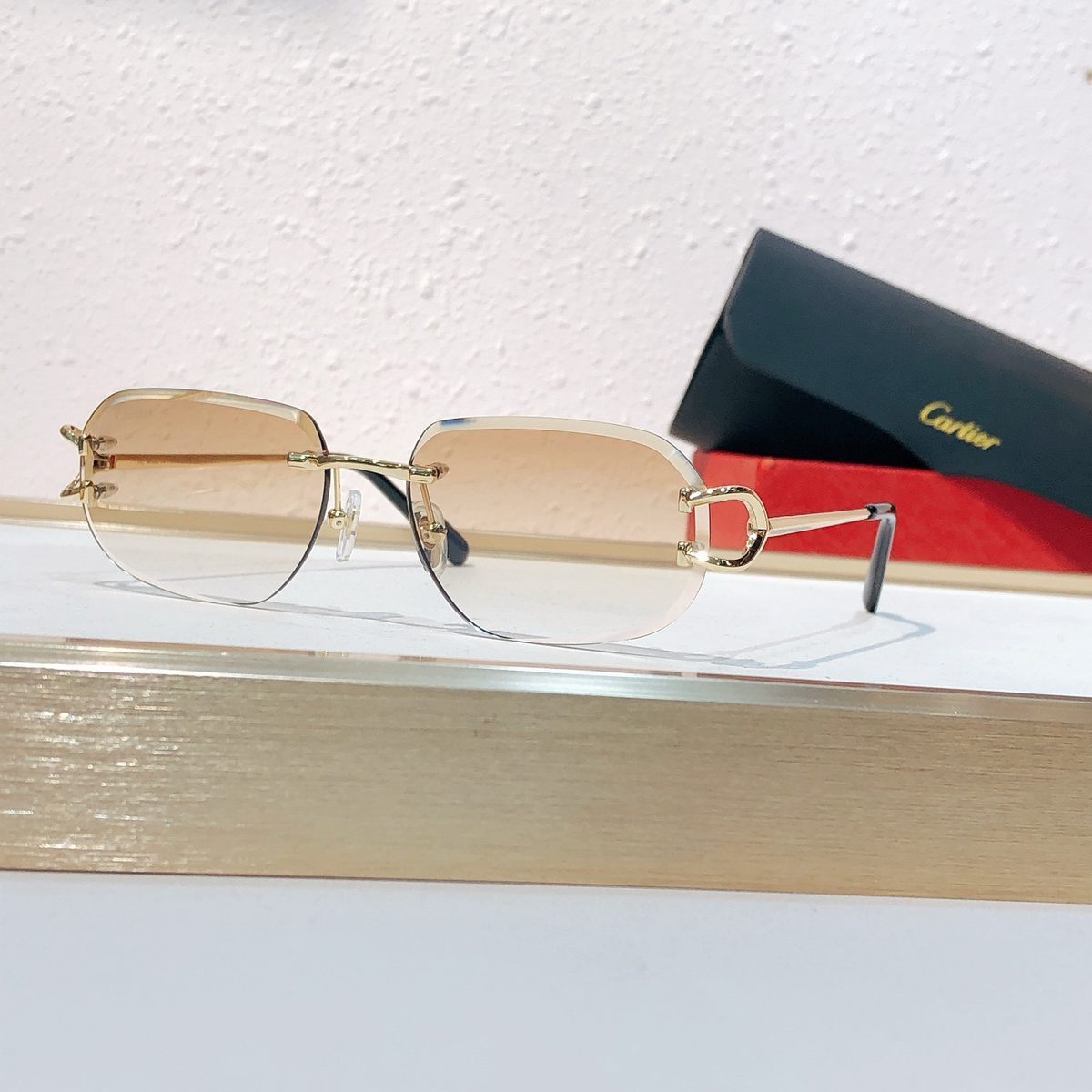Cartier Rimless Gold Metal Sunglasses