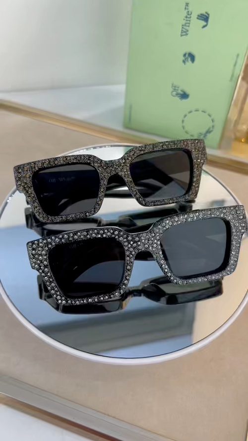 Crystal-Embellished Square Sunglasses Pair