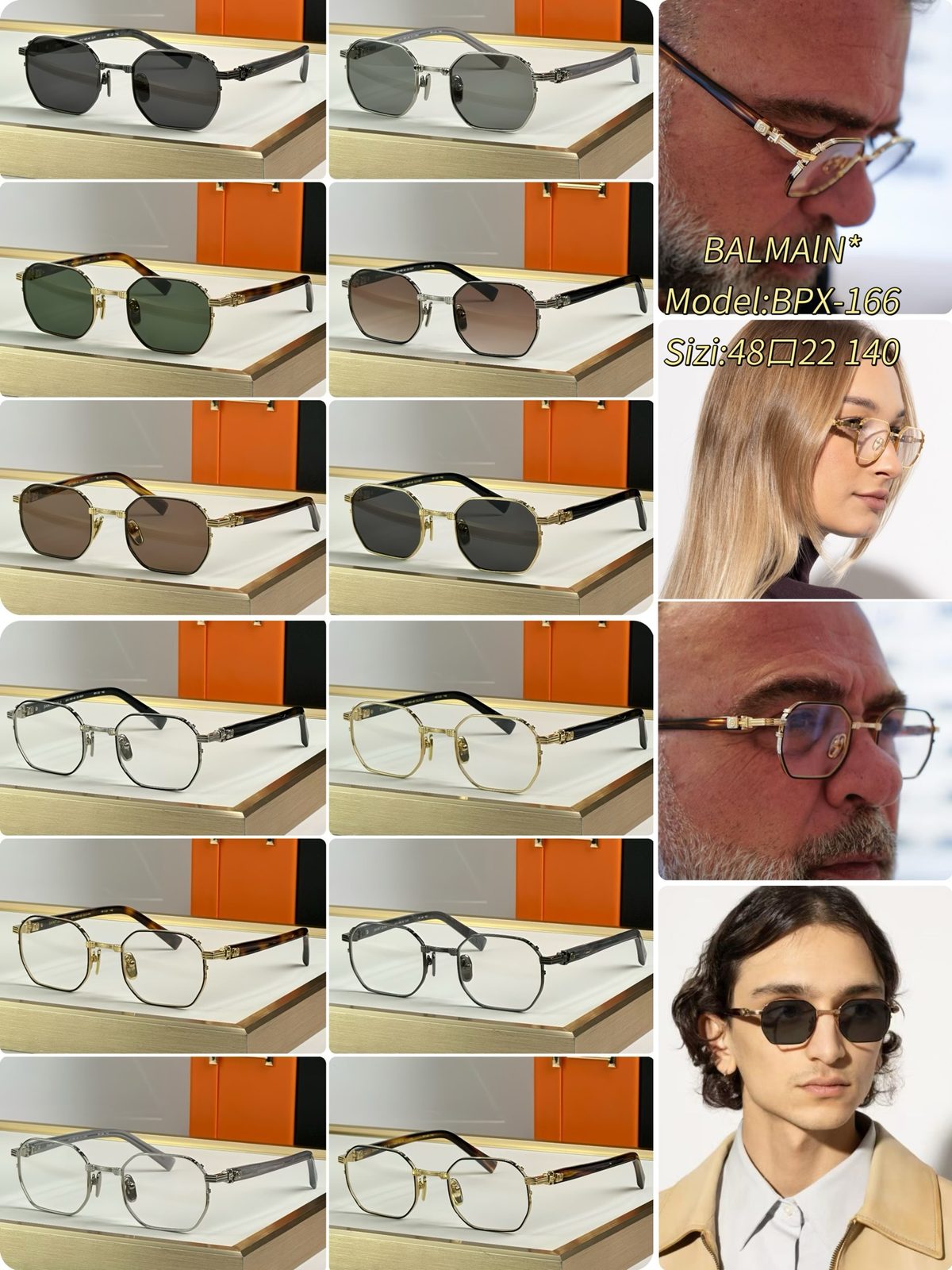 Balmain BPX-166 Hexagonal Sunglasses