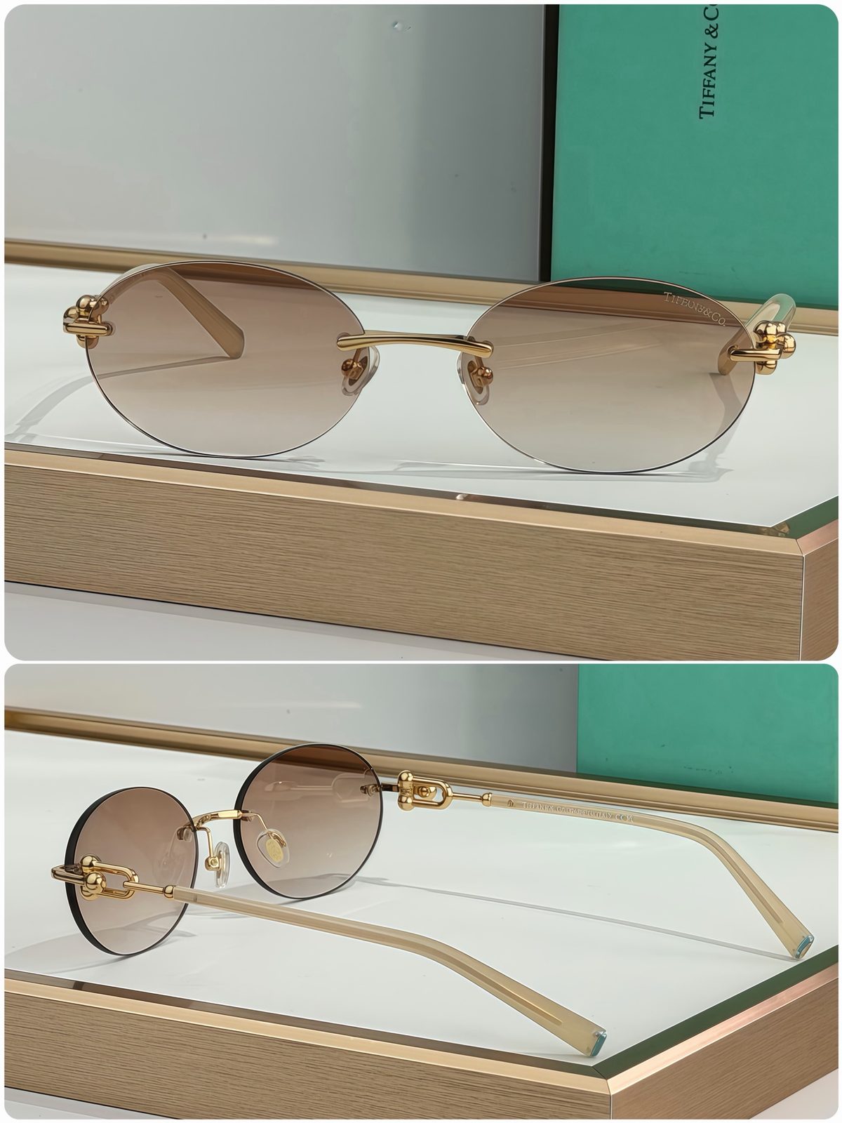 Tiffany & Co. Oval Rimless Sunglasses