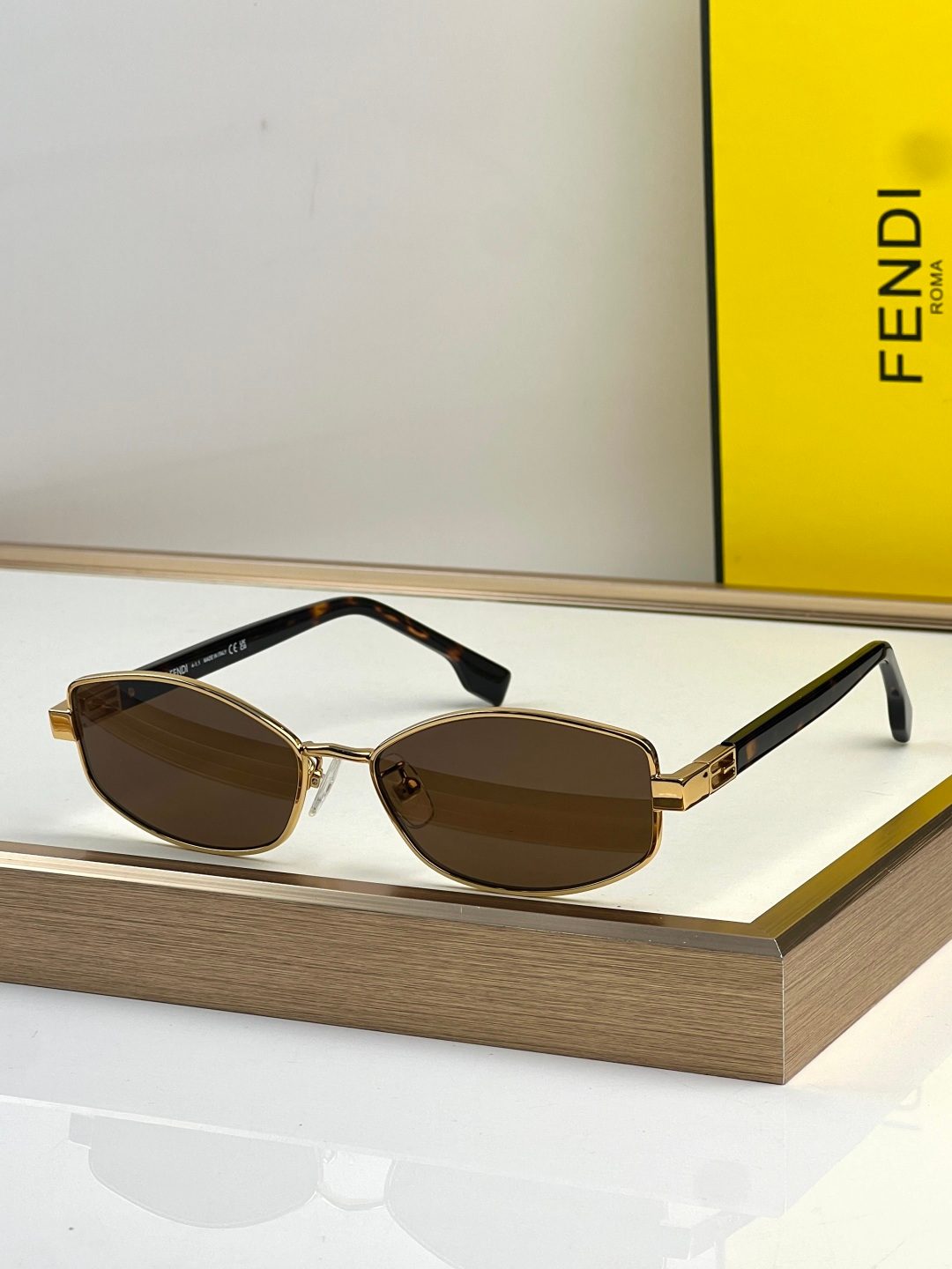 Fendi Rectangular Metal Sunglasses