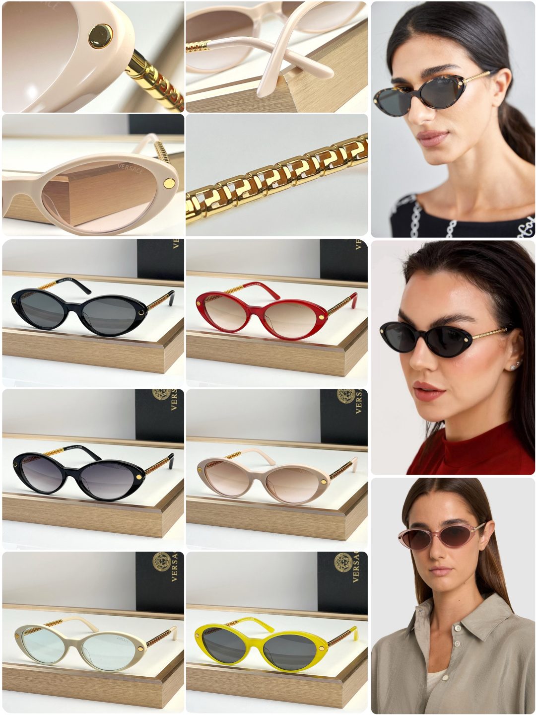 Versace Chain Detail Oval Sunglasses