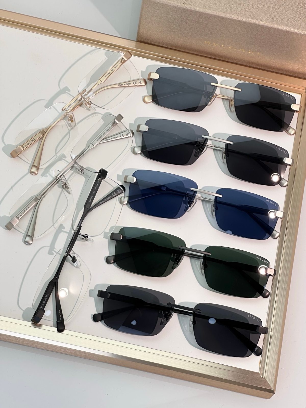 Bvlgari Rimless Rectangular Sunglasses