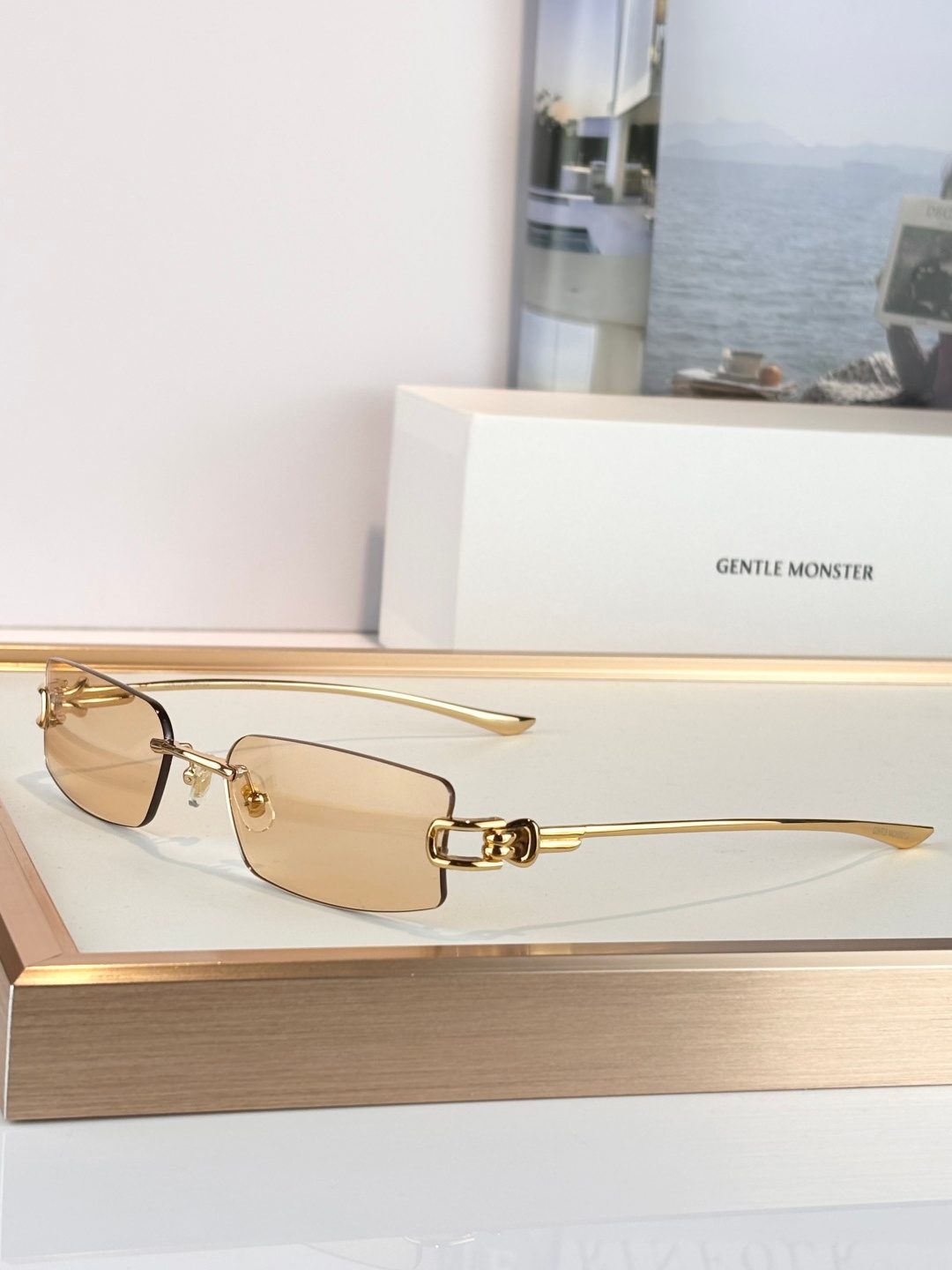 Gentle Monster Rectangular Metal Frame Sunglasses