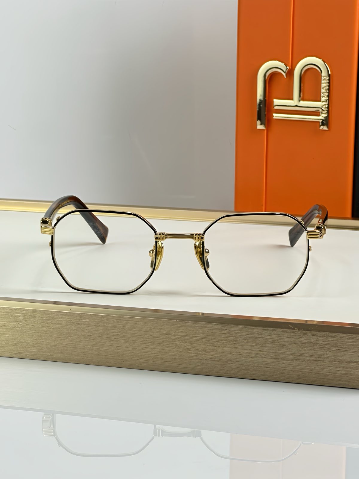 Gold-Tone Metal Frame Optical Glasses