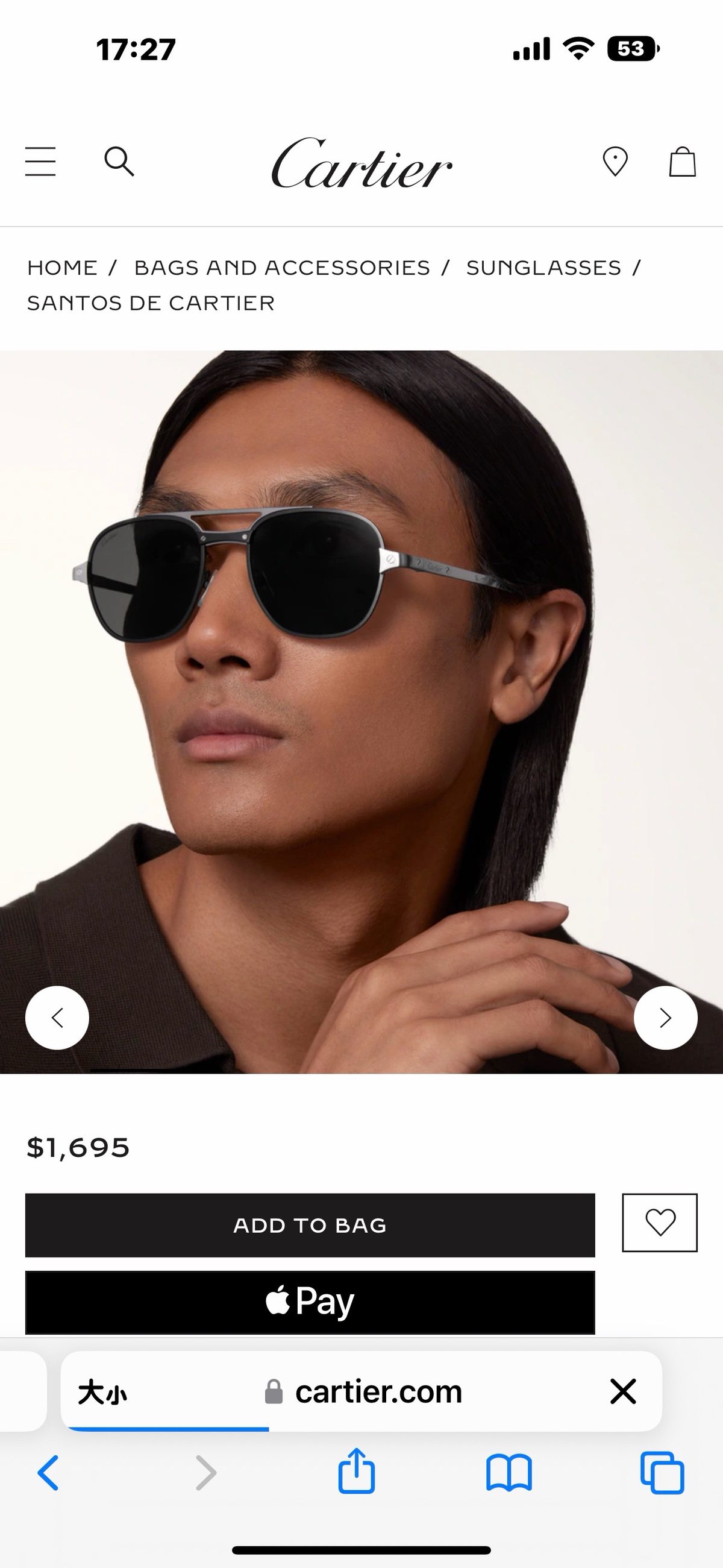Cartier Santos de Cartier Aviator Sunglasses