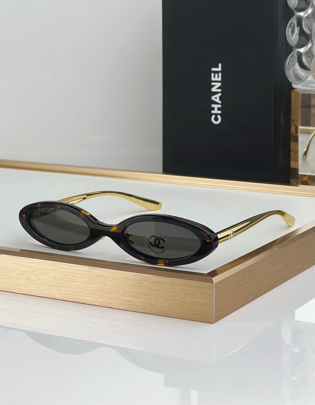 Chanel Oval Tortoiseshell Sunglasses