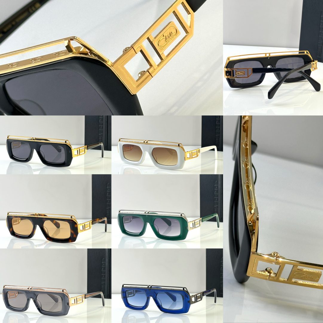 Cazal Rectangular Gold-Trimmed Sunglasses