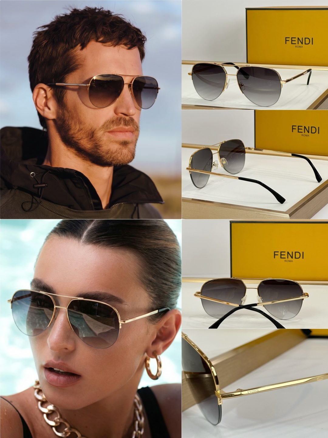 Fendi Gradient Aviator Sunglasses