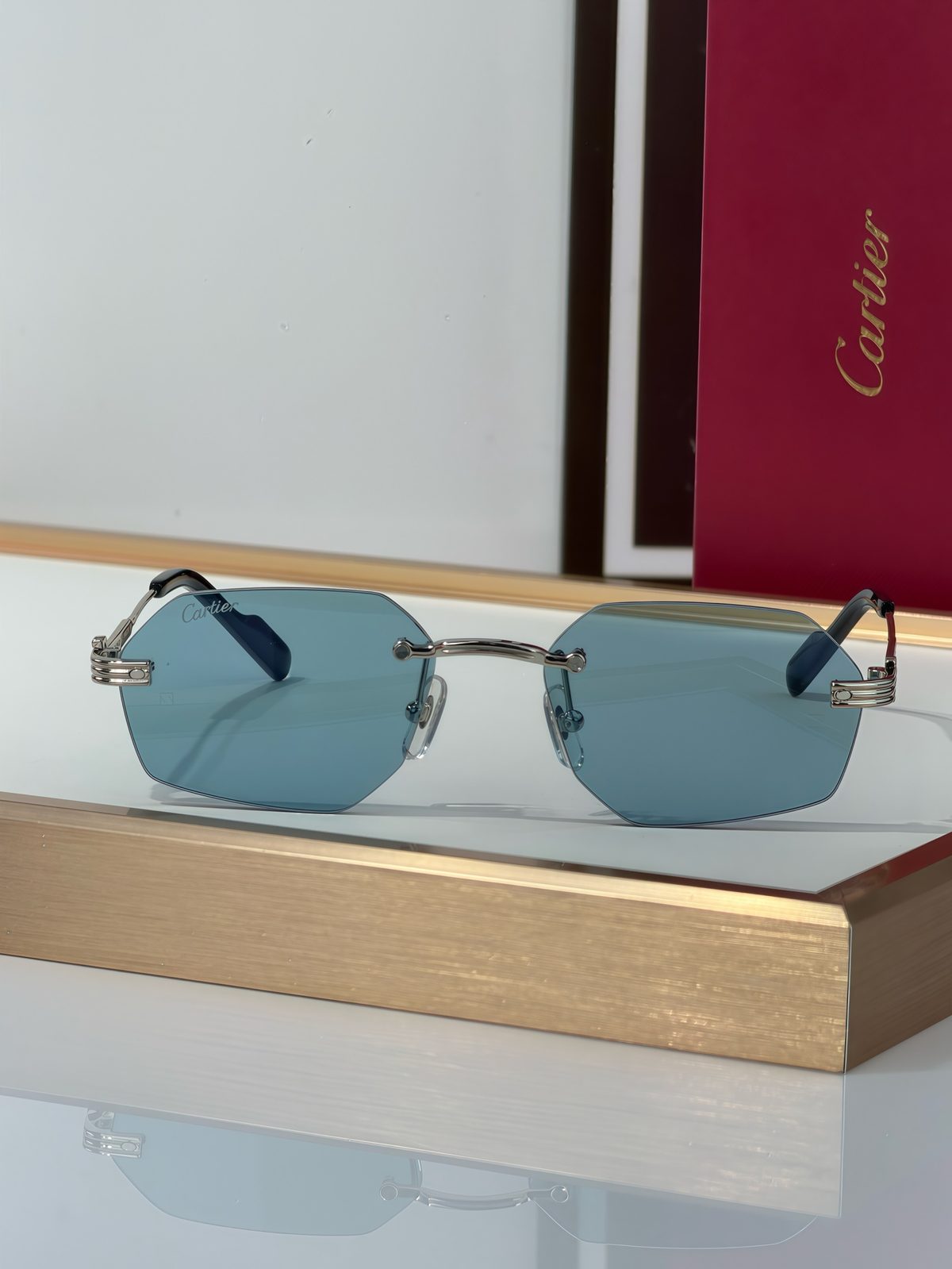 Cartier Rimless Rectangular Sunglasses