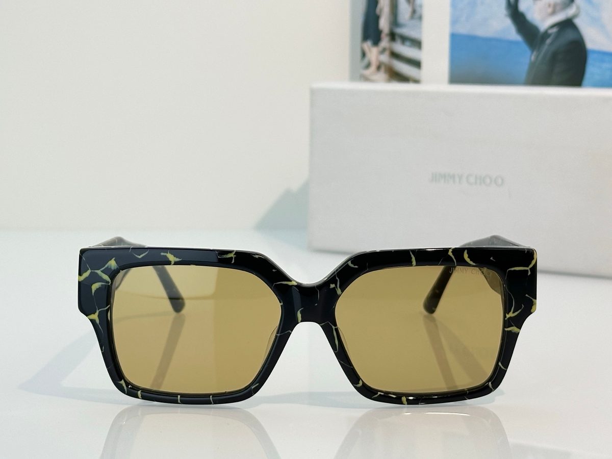 Jimmy Choo Black Gold Marbled Square Sunglasses