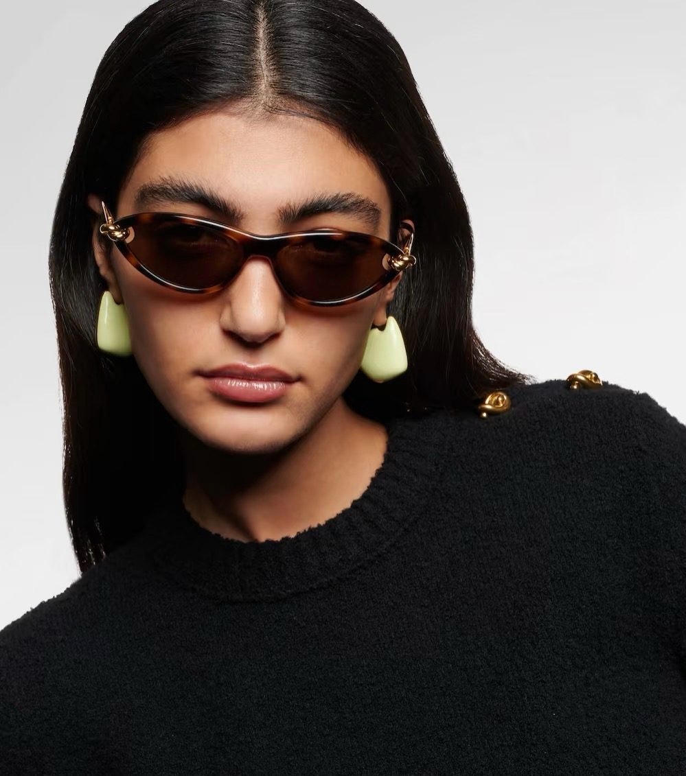 Gold-Plated Cat-Eye Sunglasses with Knot Detail