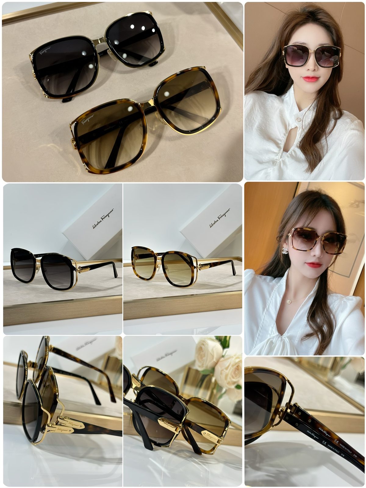 Salvatore Ferragamo Oversized Square Sunglasses