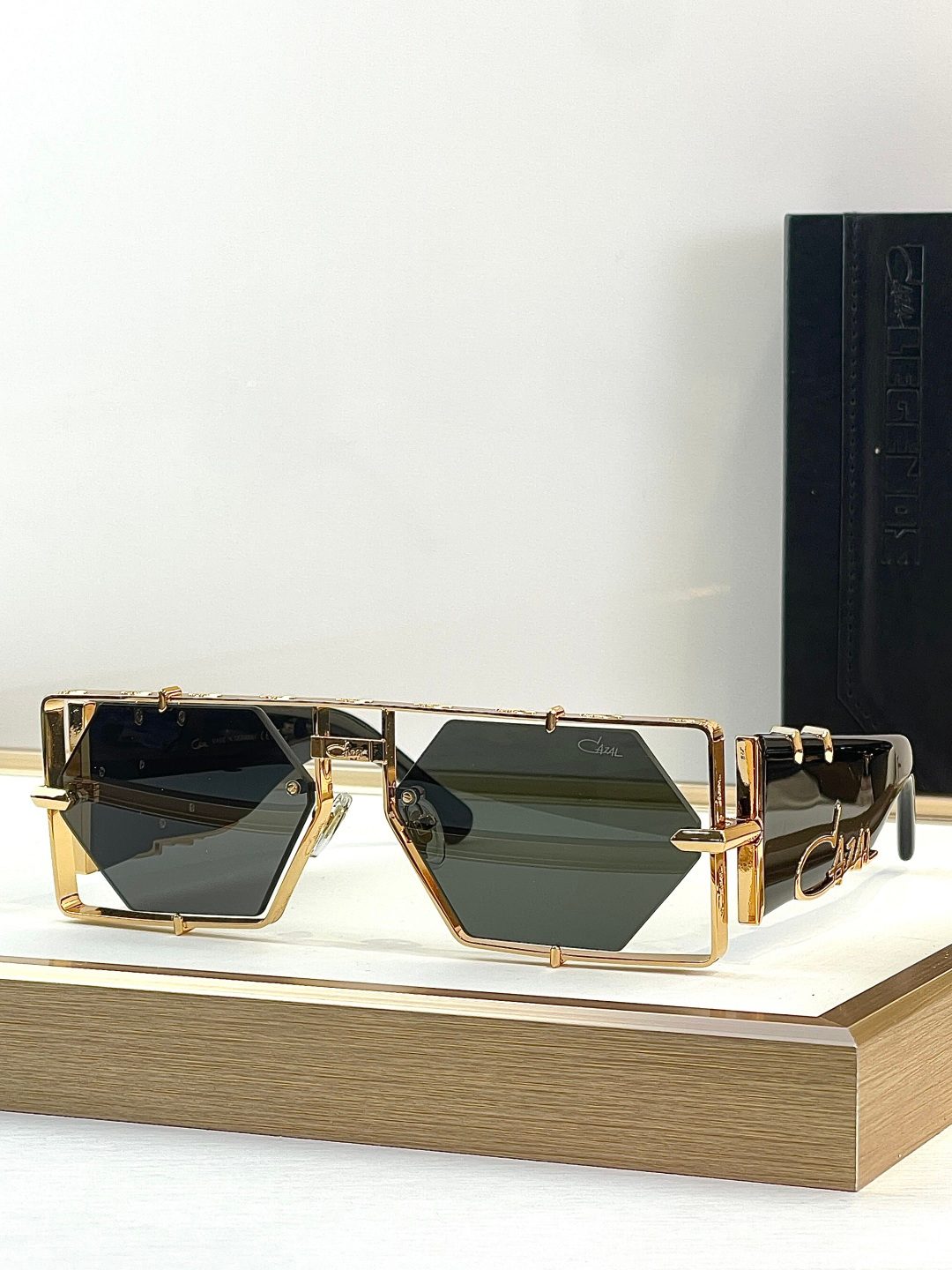 Cazal Hexagon Gold Frame Sunglasses