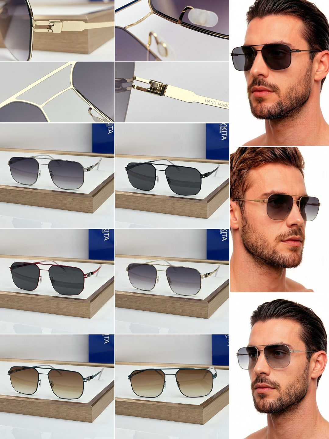 KITA Aviator Sunglasses Men's Metal Frame