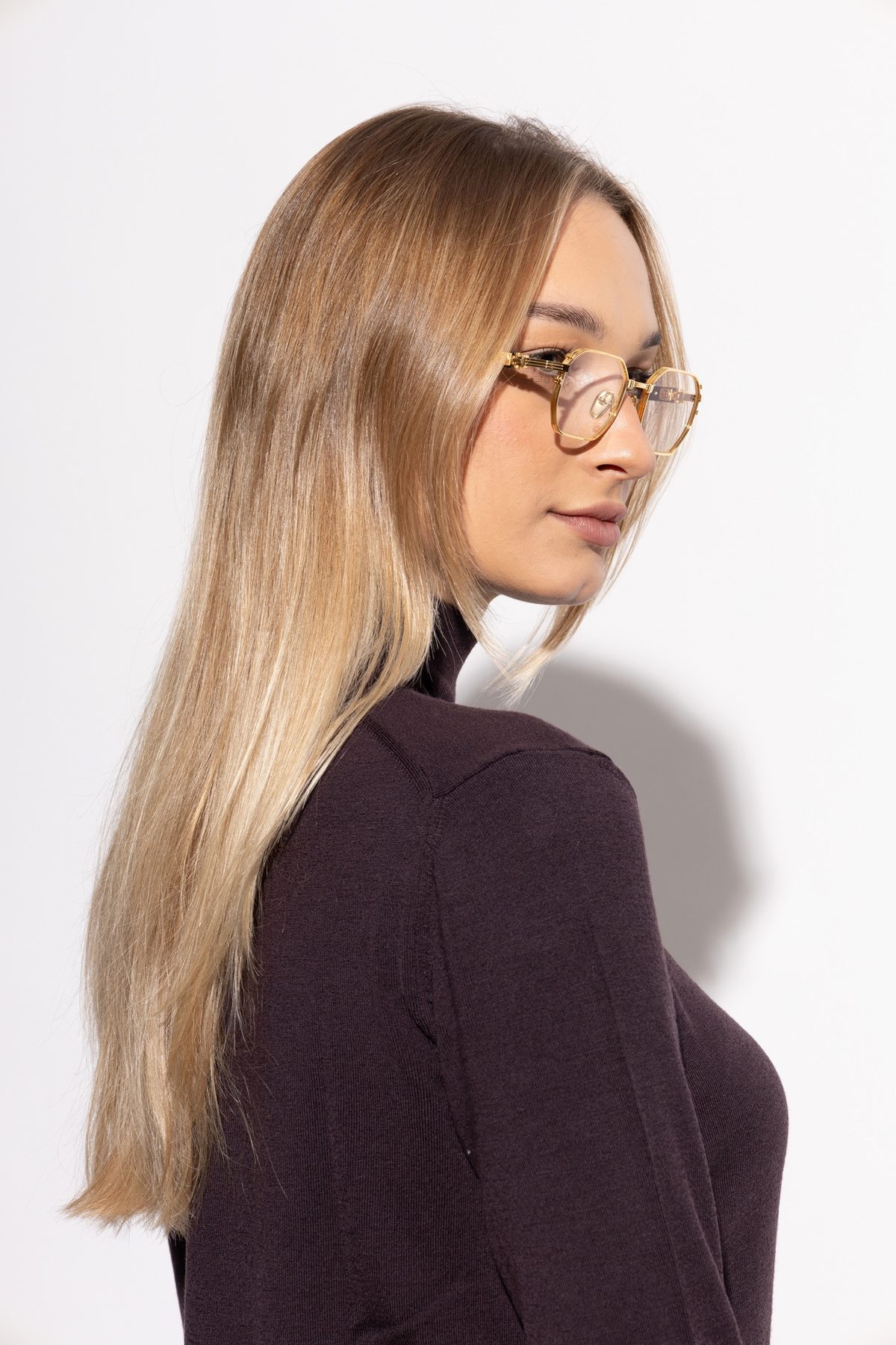 Saint Laurent Gold-Tone Square Frame Optical Glasses