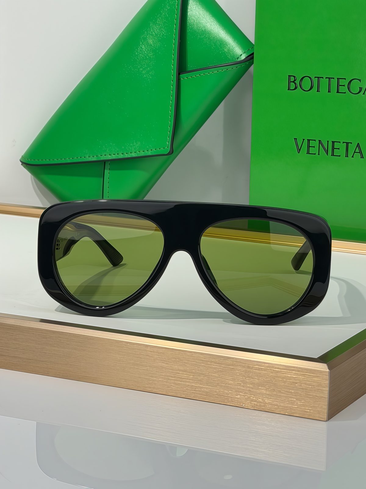 Bottega Veneta Black Aviator Sunglasses