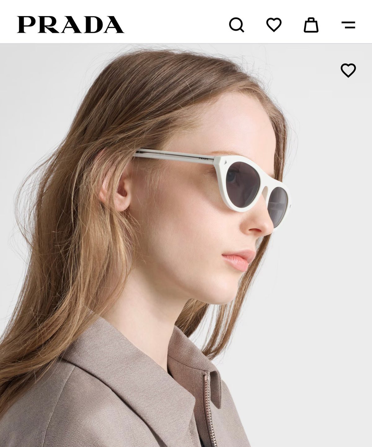 Prada White Oval Sunglasses