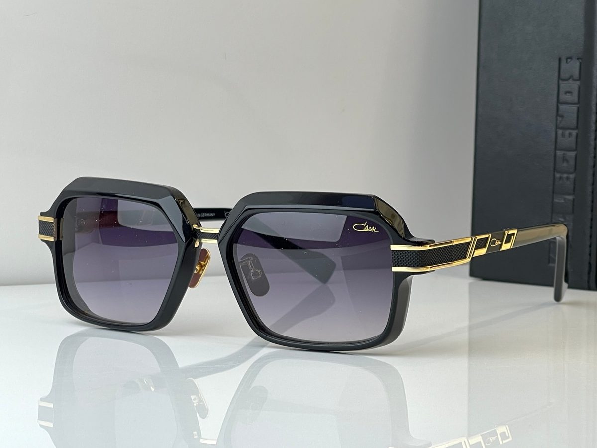 Cazal Square Frame Sunglasses Black Gold