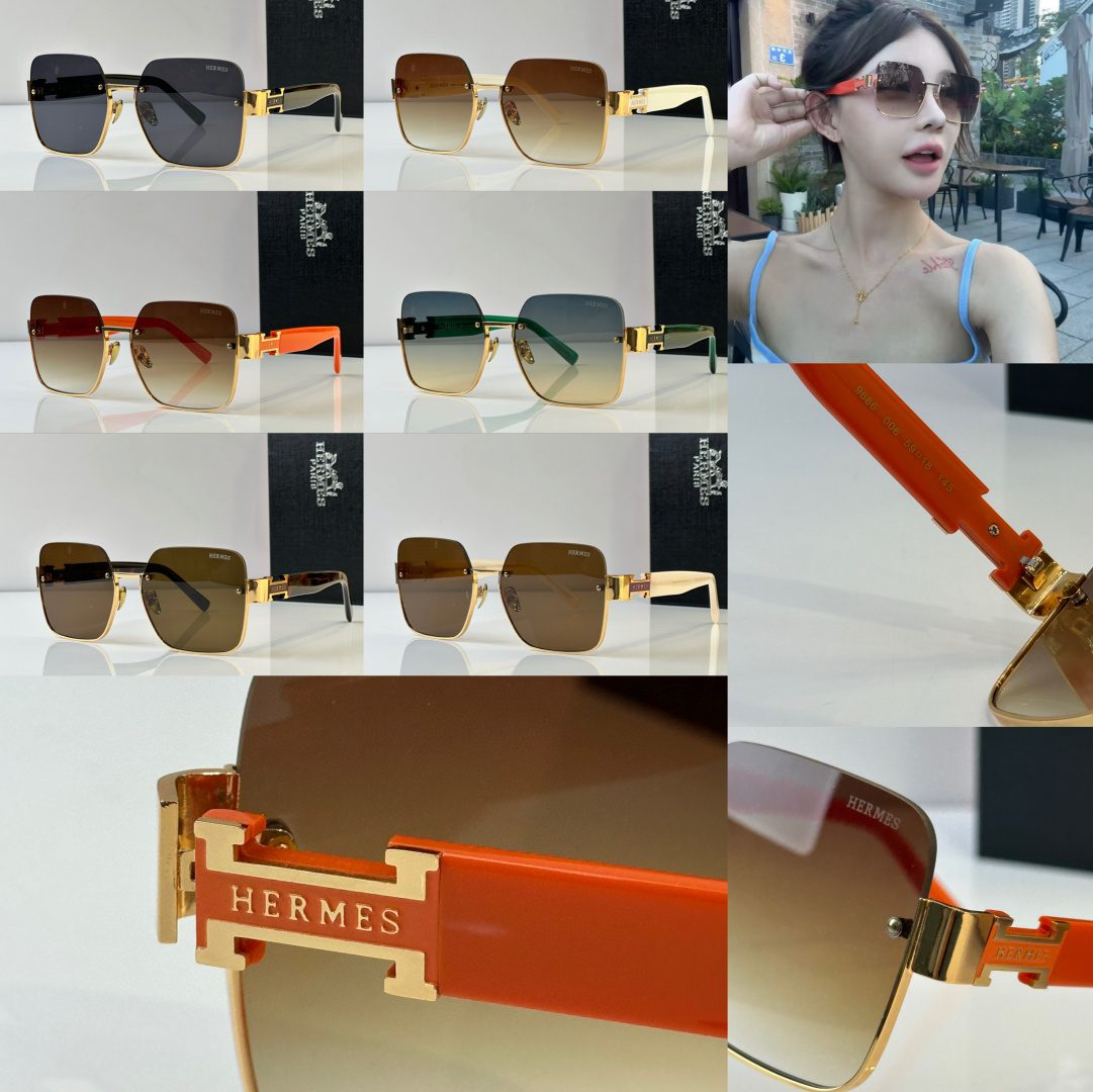 Hermès Square Metal Frame Sunglasses