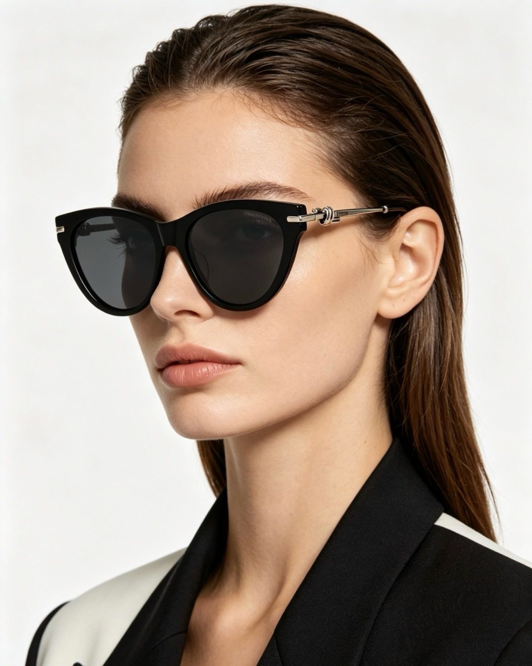 Designer Cat-Eye Sunglasses with Metal Accents