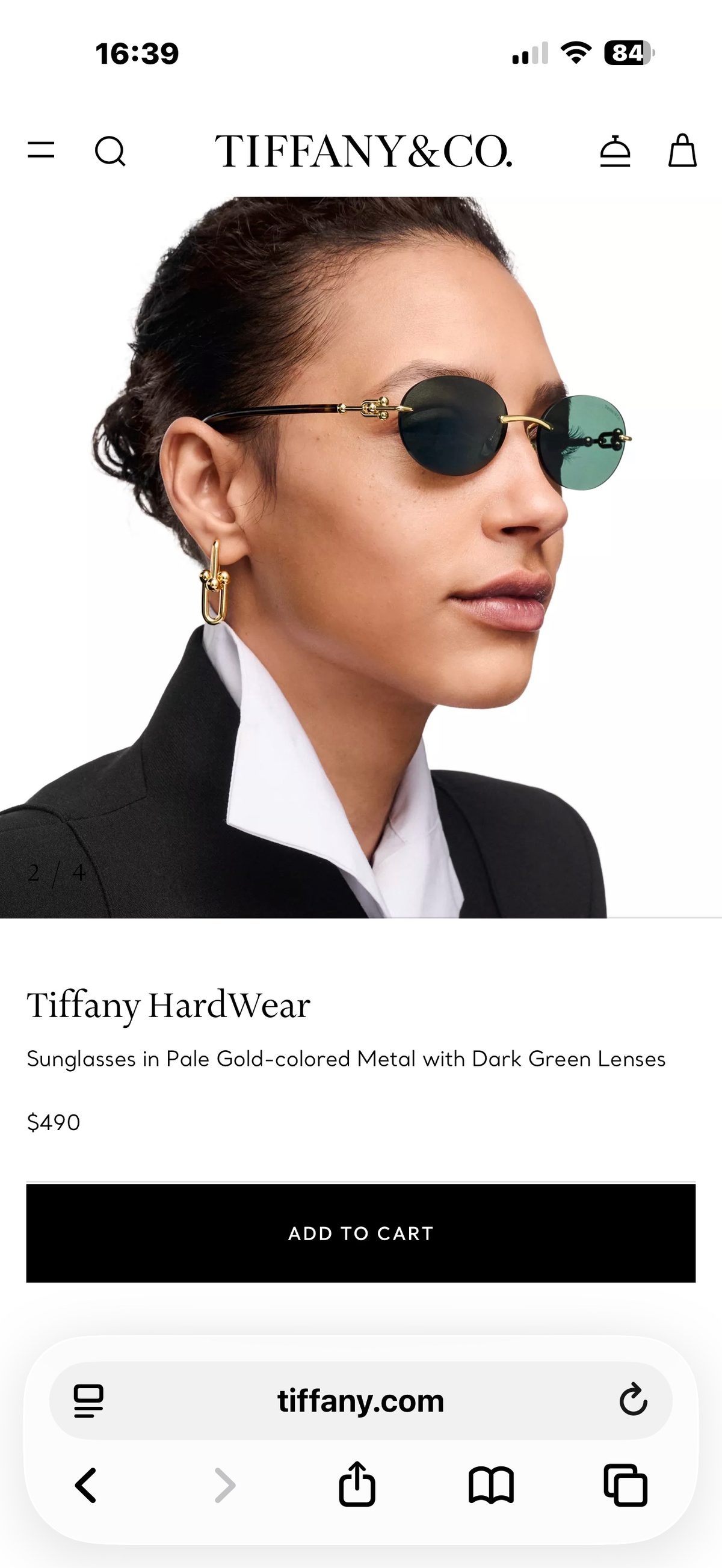 Tiffany HardWear Round Sunglasses Pale Gold