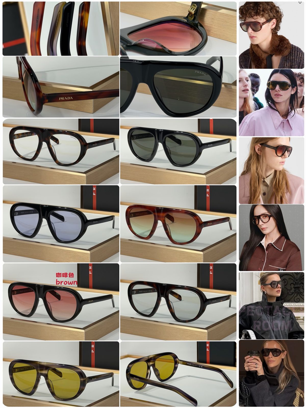 Prada Aviator Sunglasses Black Frame