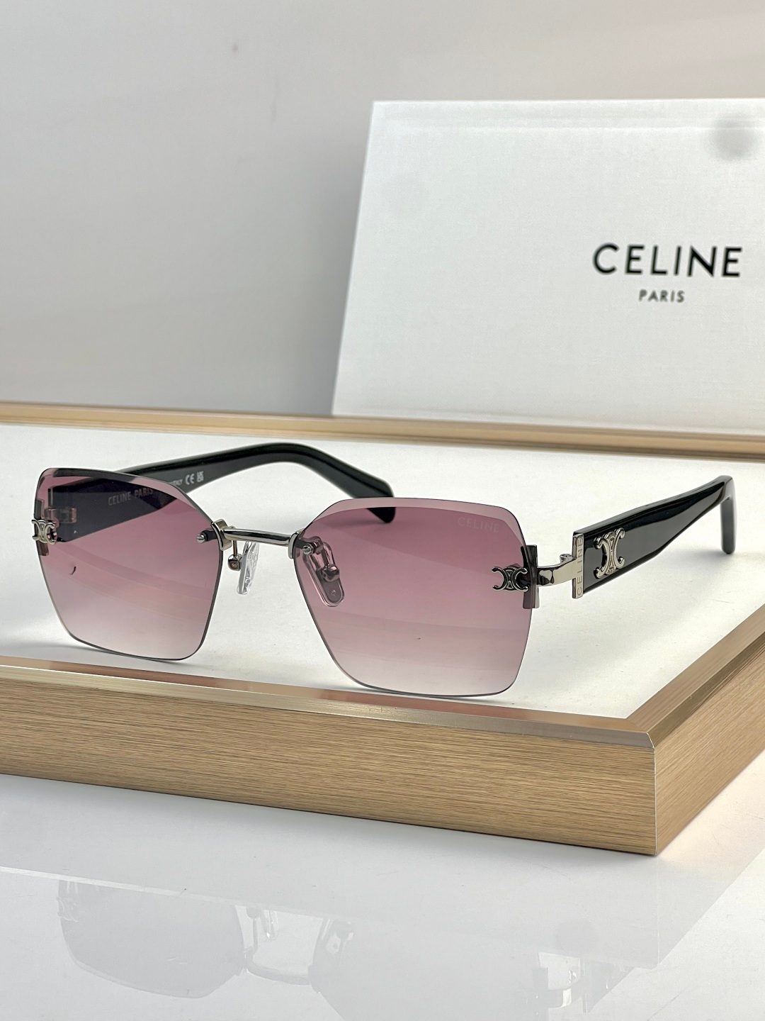 Celine Paris Rimless Square Sunglasses