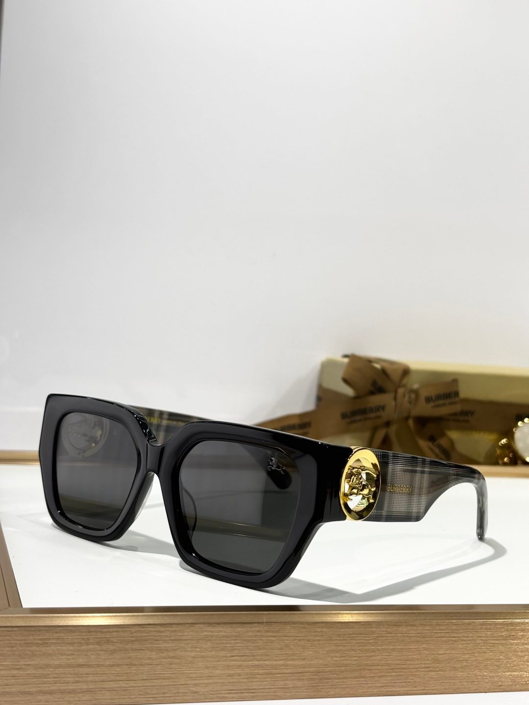 Burberry Black Square Sunglasses Gold Logo