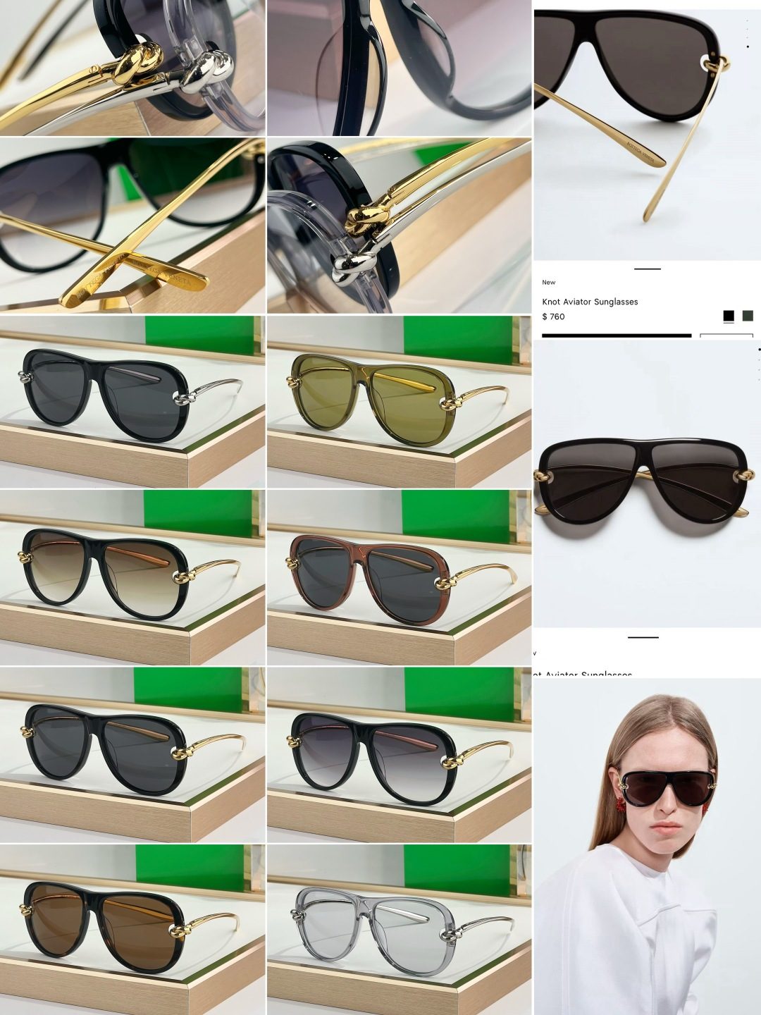 Knot Aviator Sunglasses with Gold Hardware