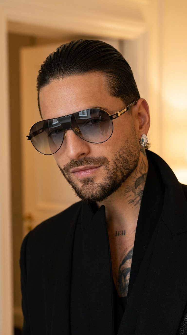 Maybach Aviator Sunglasses Black Gold