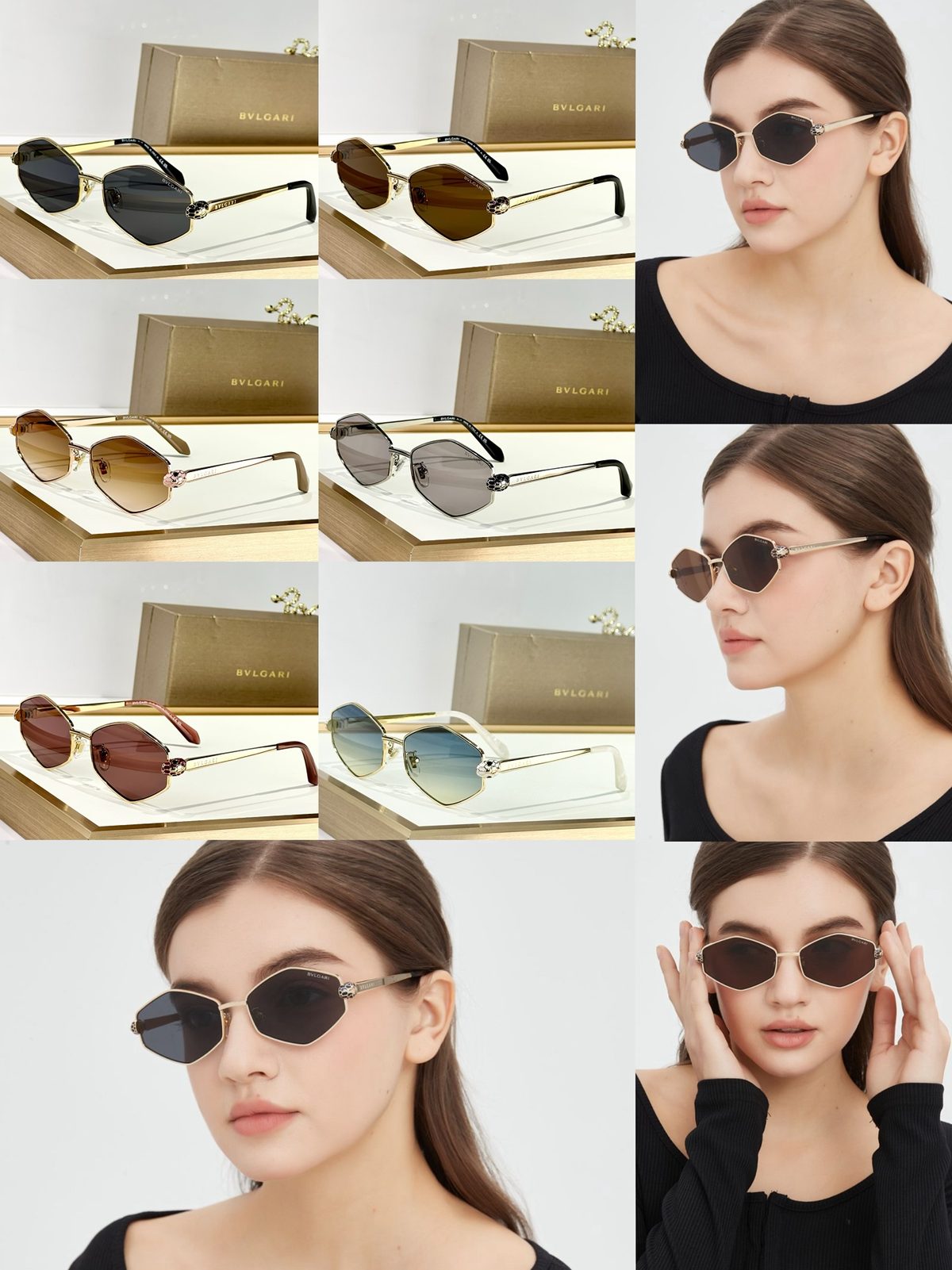 Bvlgari Round Metal Frame Sunglasses