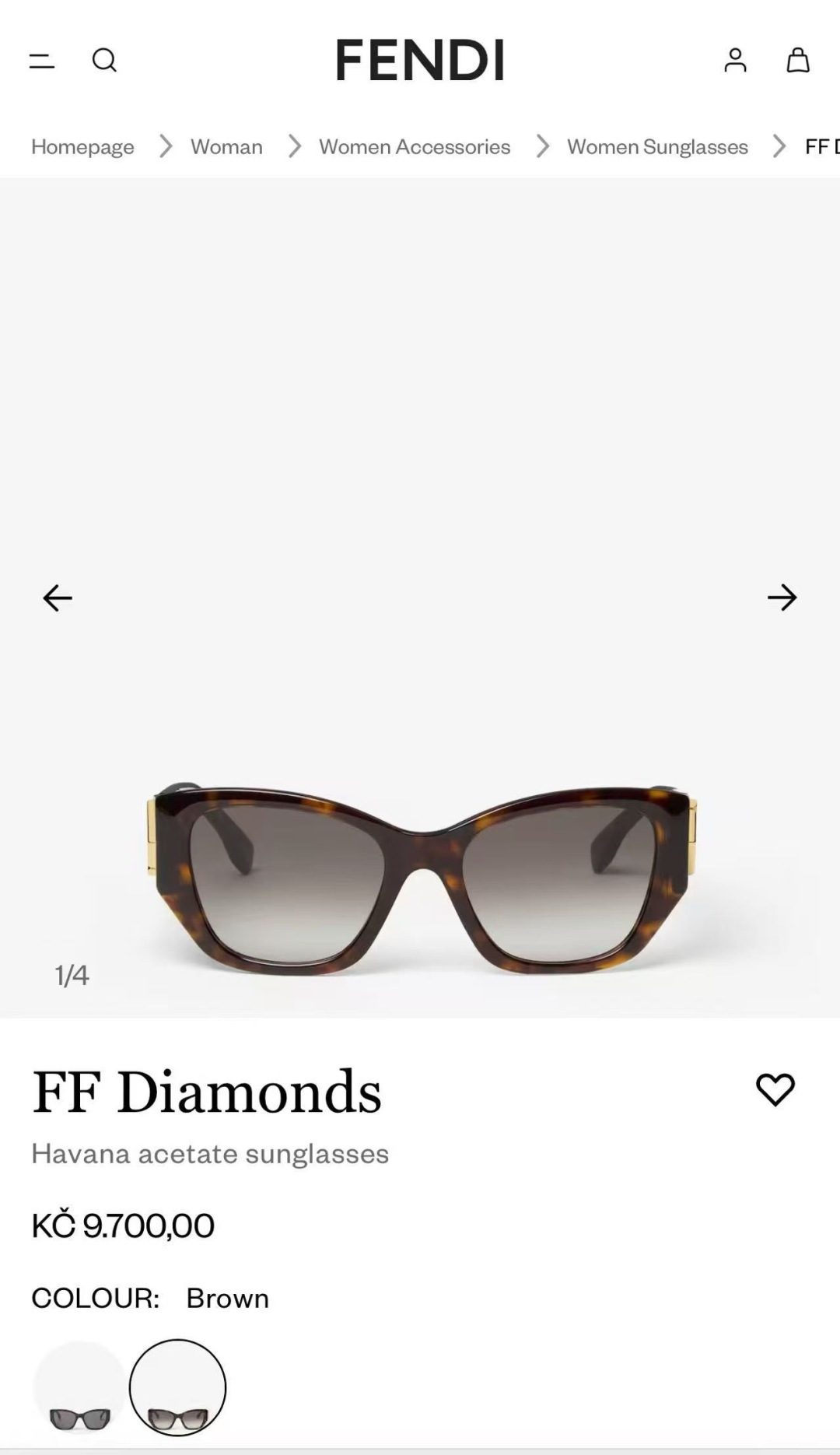 Fendi FF Diamonds Havana Acetate Sunglasses