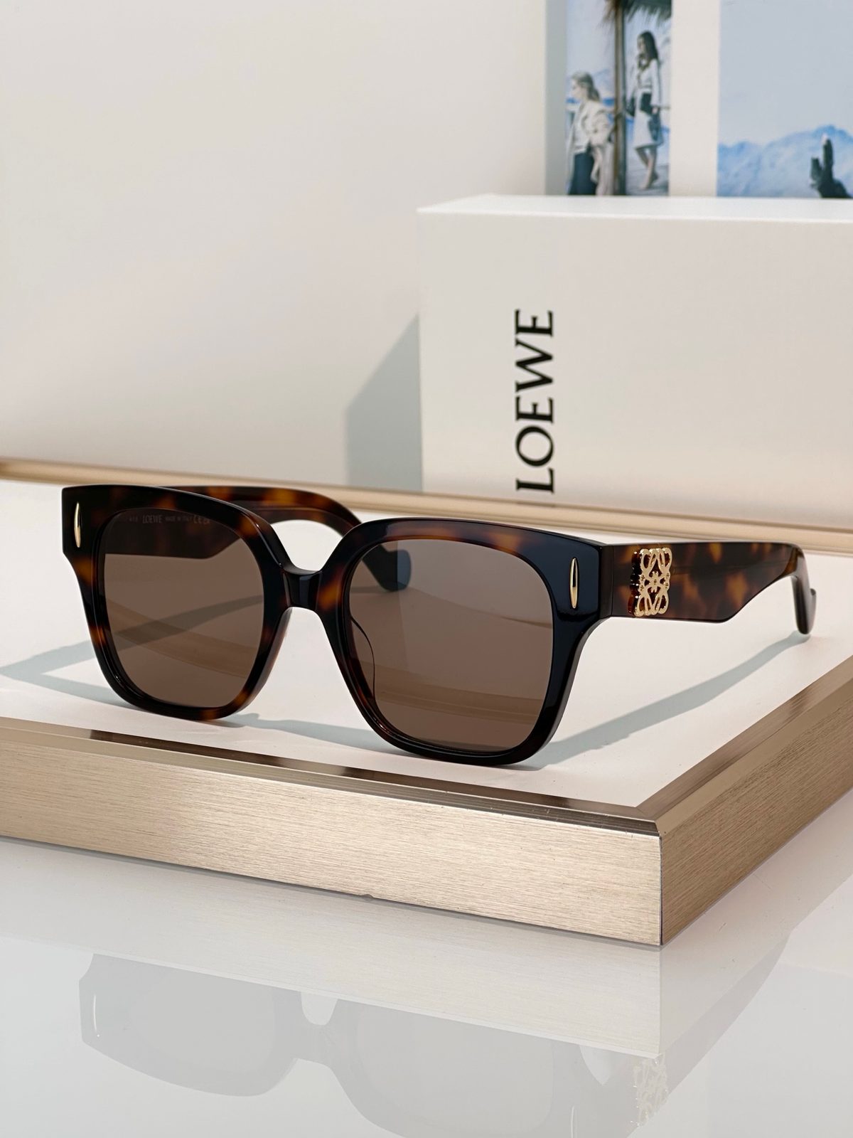 Loewe Anagram Square Tortoiseshell Sunglasses