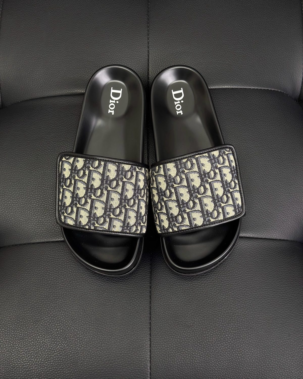Dior Oblique Canvas Slide Sandals