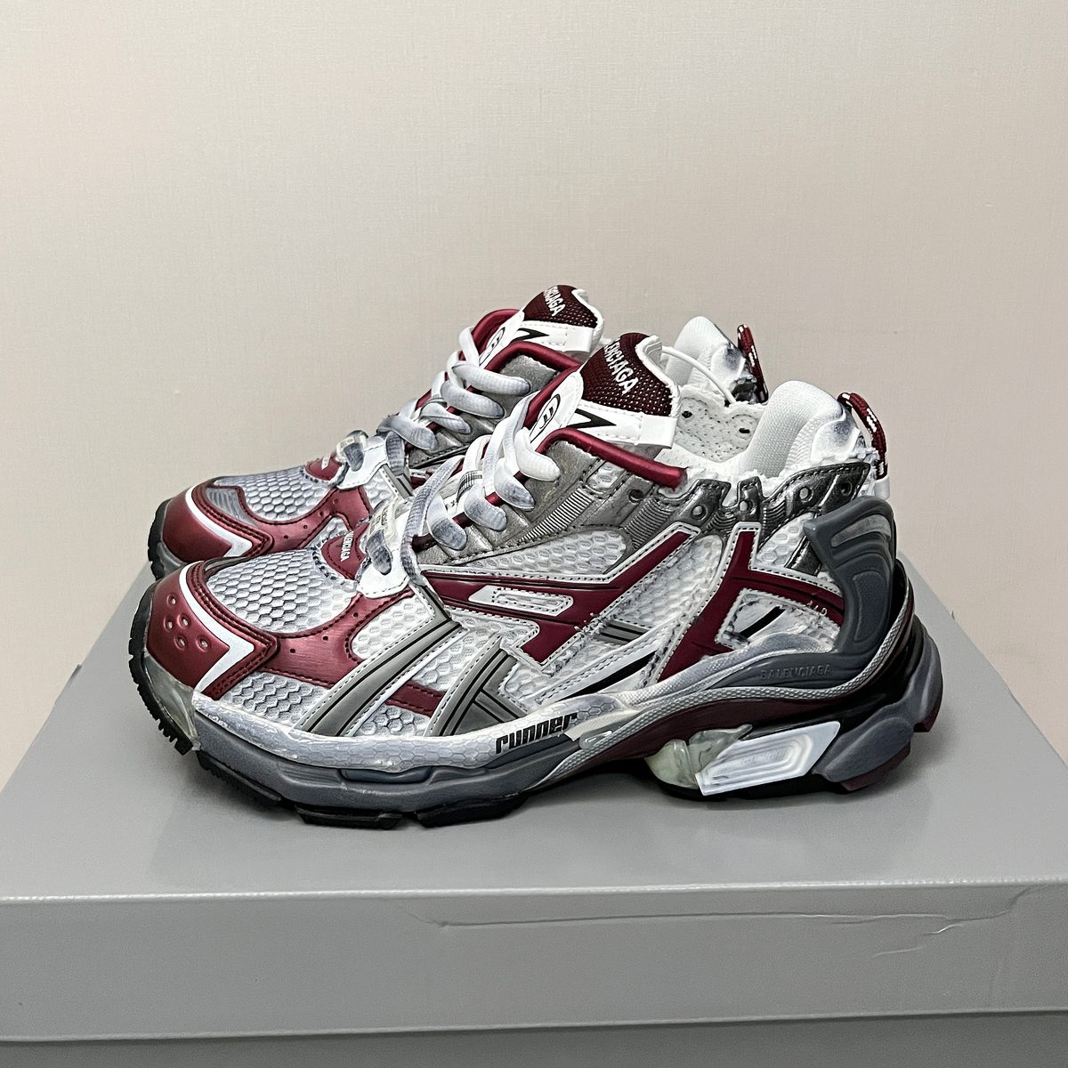 Balenciaga Runner Sneakers White Burgundy