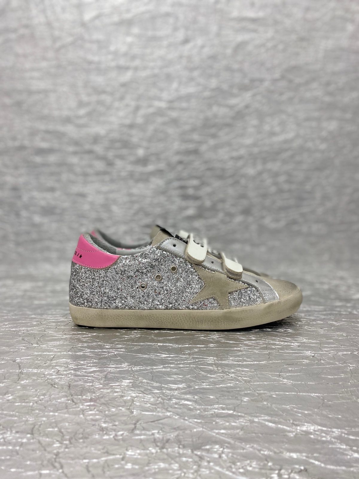 Golden Goose Glitter Sneakers with Pink Heel Tab